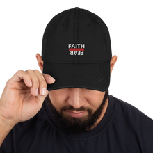 Load image into Gallery viewer, BALL + GRIND "FAITH OVER FEAR "White Letter" Distressed Dad Hat
