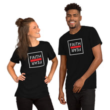 Load image into Gallery viewer, Ball+Grind - "FAITH OVER FEAR" Black/Red/White Short-Sleeve Unisex T-Shirt