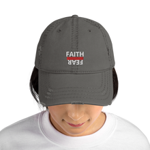Load image into Gallery viewer, BALL + GRIND "FAITH OVER FEAR "White Letter" Distressed Dad Hat