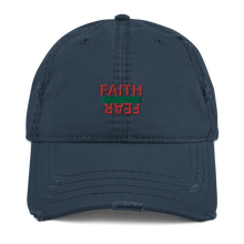 Load image into Gallery viewer, BALL + GRIND "FAITH OVER FEAR" (Green/Red) Stitched Distressed Dad Hat