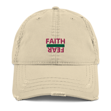 Load image into Gallery viewer, BALL + GRIND "FAITH OVER FEAR" (Pink/Green Letter) Distressed Dad Hat