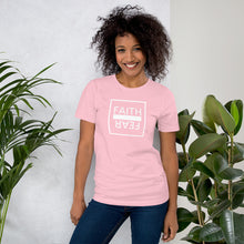Load image into Gallery viewer, Ball+Grind - "FAITH OVER FEAR" White Box Short-Sleeve Unisex T-Shirt