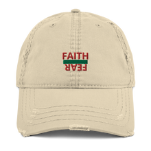Load image into Gallery viewer, BALL + GRIND "FAITH OVER FEAR" (Green/Red) Stitched Distressed Dad Hat