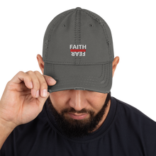 Load image into Gallery viewer, BALL + GRIND "FAITH OVER FEAR "White Letter" Distressed Dad Hat