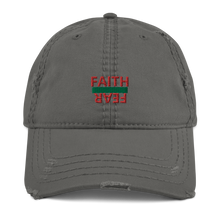 Load image into Gallery viewer, BALL + GRIND "FAITH OVER FEAR" (Green/Red) Stitched Distressed Dad Hat