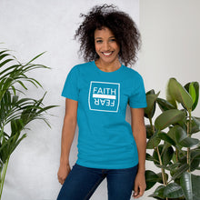 Load image into Gallery viewer, Ball+Grind - "FAITH OVER FEAR" White Box Short-Sleeve Unisex T-Shirt