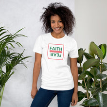 Load image into Gallery viewer, Ball+Grind - "FAITH OVER FEAR" Pink/Green Short-Sleeve Unisex T-Shirt