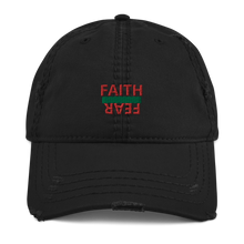 Load image into Gallery viewer, BALL + GRIND "FAITH OVER FEAR" (Green/Red) Stitched Distressed Dad Hat