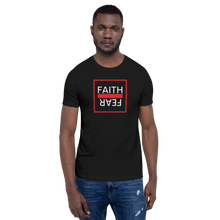 Load image into Gallery viewer, Ball+Grind - "FAITH OVER FEAR" Black/Red/White Short-Sleeve Unisex T-Shirt