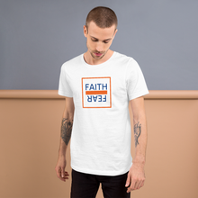 Load image into Gallery viewer, Ball+Grind - "FAITH OVER FEAR" Blue/Orange Short-Sleeve Unisex T-Shirt