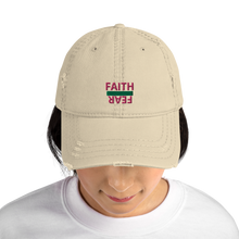 Load image into Gallery viewer, BALL + GRIND "FAITH OVER FEAR" (Pink/Green Letter) Distressed Dad Hat