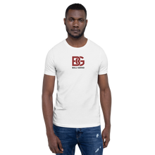 Load image into Gallery viewer, BALL+GRIND - BG Stitched White/Red/Blk Short-Sleeve Unisex T-Shirt